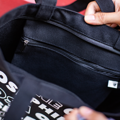 Tote Bag Noir à Motif Zébré