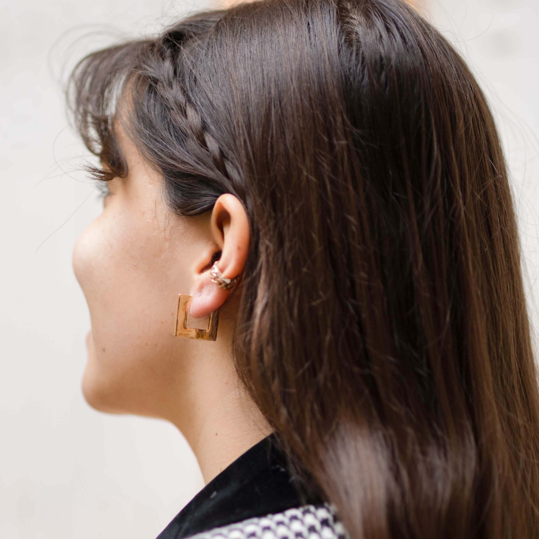 Boucles d'oreille créoles carrées plaqué or