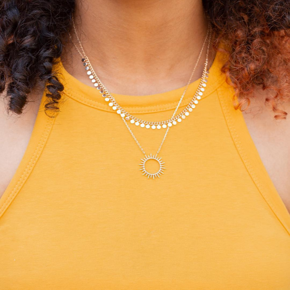collier solaire plaqué or