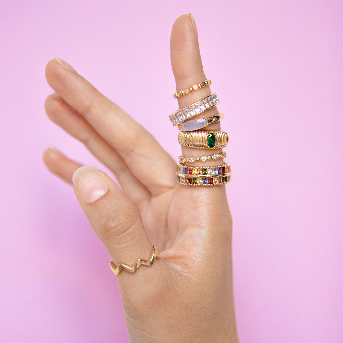 bague zig zag vue porté