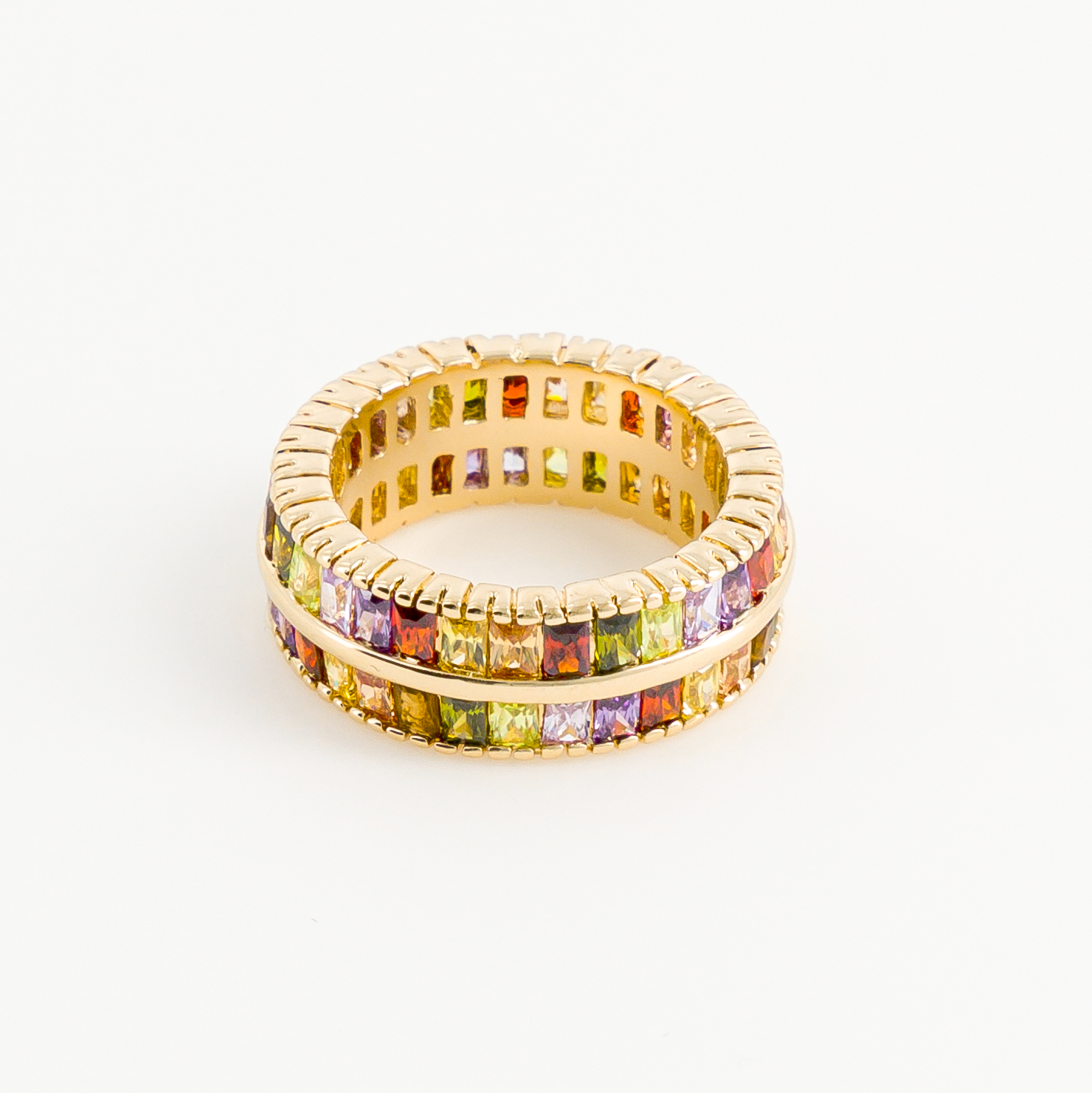 bague pierre multicolore face